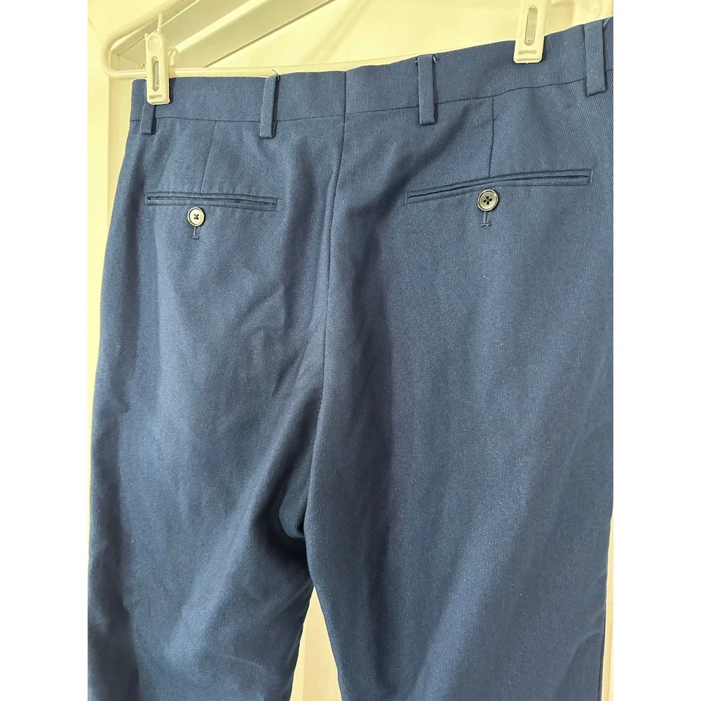 The Savile Row‎ Company Mens Navy Blue Textured Dress Pants 30x32 Flat Front